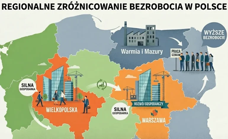 Mapa bezrobocia w Polsce: Od dynamicznej Warszawy po wyzwania Warmii i Mazur
