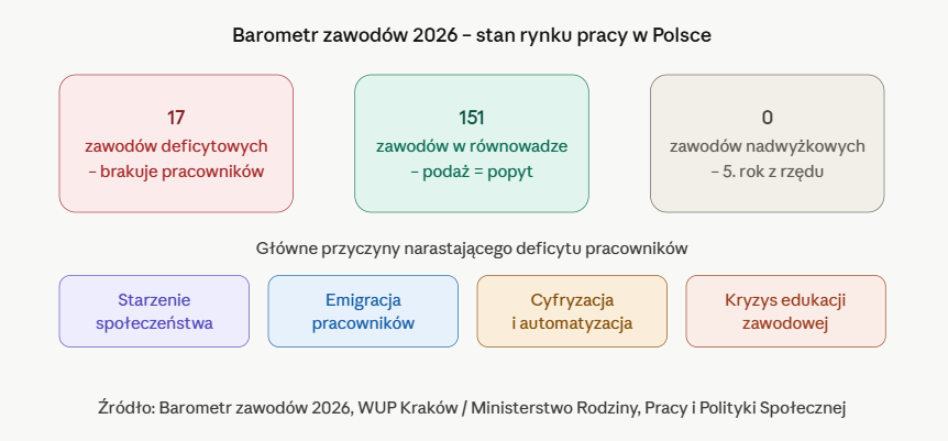 Barometr zawodów 2026 - stan rynku pracy w Polsce